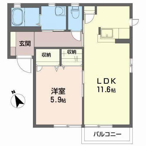 アムールB(1LDK/2階)の間取り写真