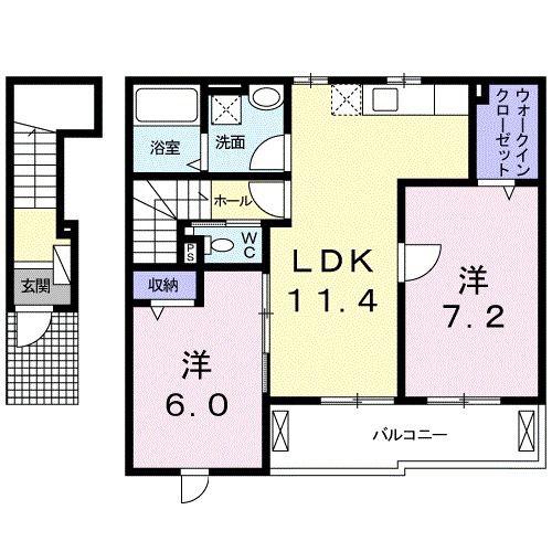クレメント輝II(2LDK/2階)の間取り写真