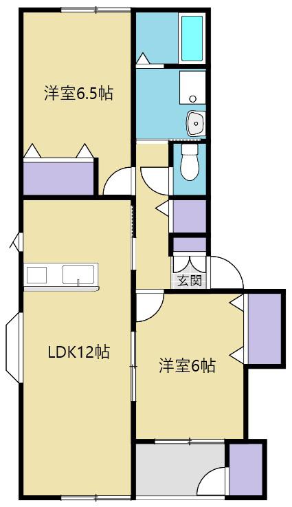 ラグジュアリー・S(2LDK/1階)の間取り写真