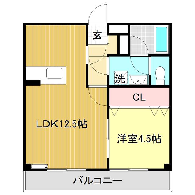グランビュー(1LDK/5階)の間取り写真