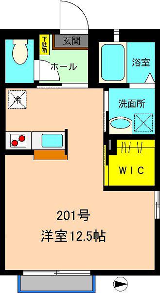 ファレノプシス亀戸(ワンルーム/2階)の間取り写真