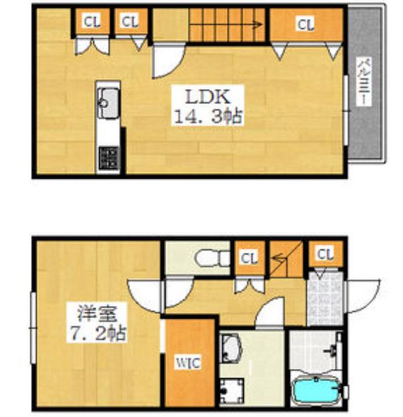 カシーナテラス関茶屋I(1LDK/1階)の間取り写真