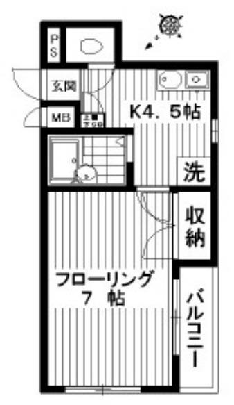 ラ・クルシェット(1K/1階)の間取り写真