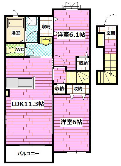 フリーデ・Y(2LDK/2階)の間取り写真