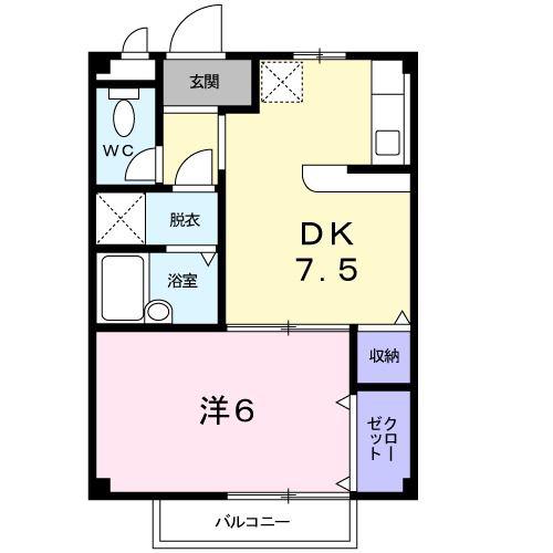 パステルM1(1DK/1階)の間取り写真