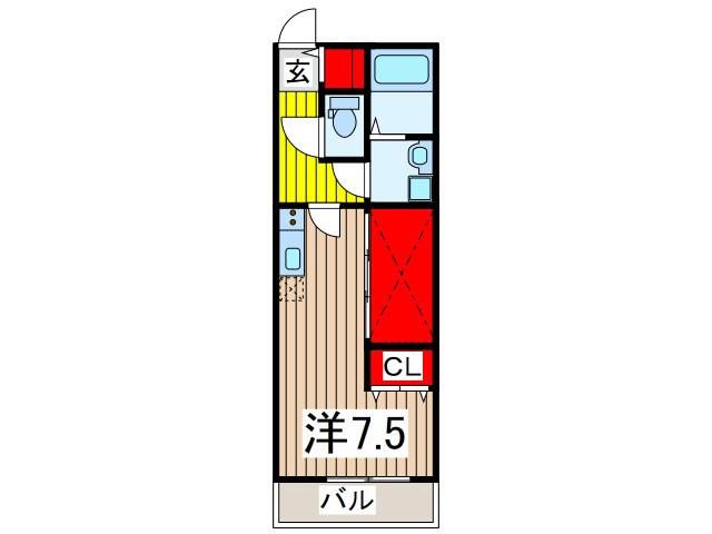 エスパーダ川口芝(ワンルーム/1階)の間取り写真