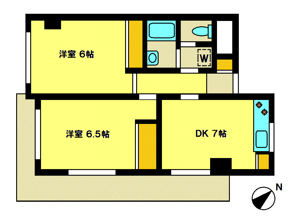 エビス東ハイツ第2(2DK/4階)の間取り写真
