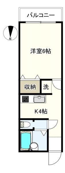 コーポ三起(1K/1階)の間取り写真