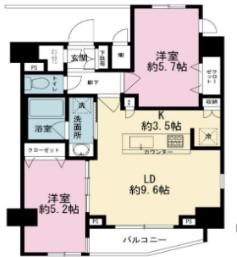 コンシェリア虎ノ門TOKYO PREMIUM(2LDK/12階)の間取り写真