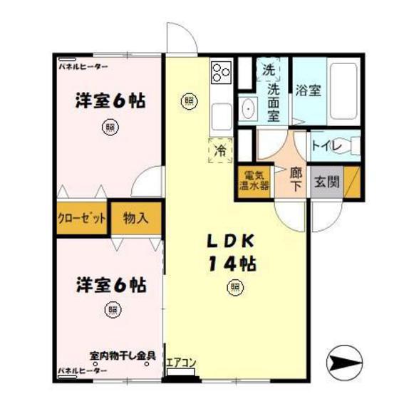 プランドール桔梗(2LDK/1階)の間取り写真