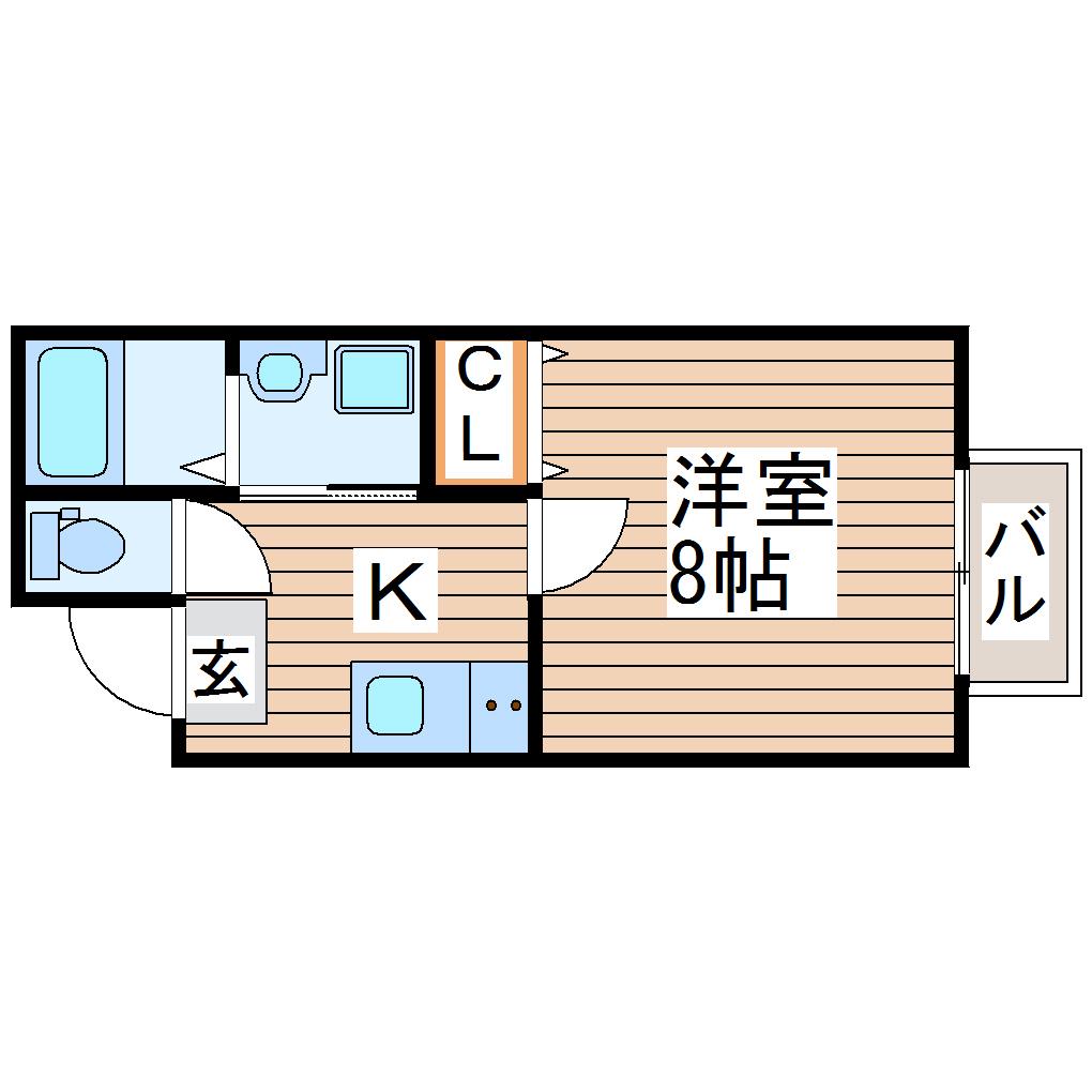 スカイハーツ新田(1K/1階)の間取り写真
