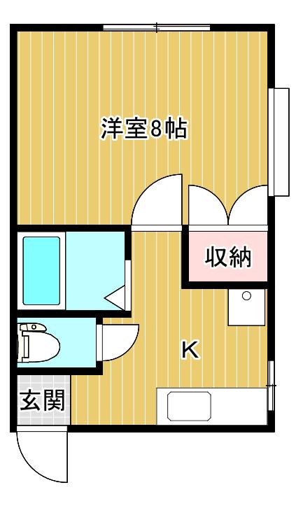 ベイサイドフラッター(1K/2階)の間取り写真