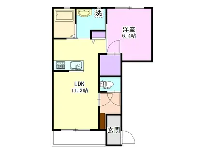 クレールコンフォールB102(1LDK/1階)の間取り写真