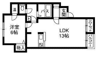 ジュピターII(1LDK/1階)の間取り写真