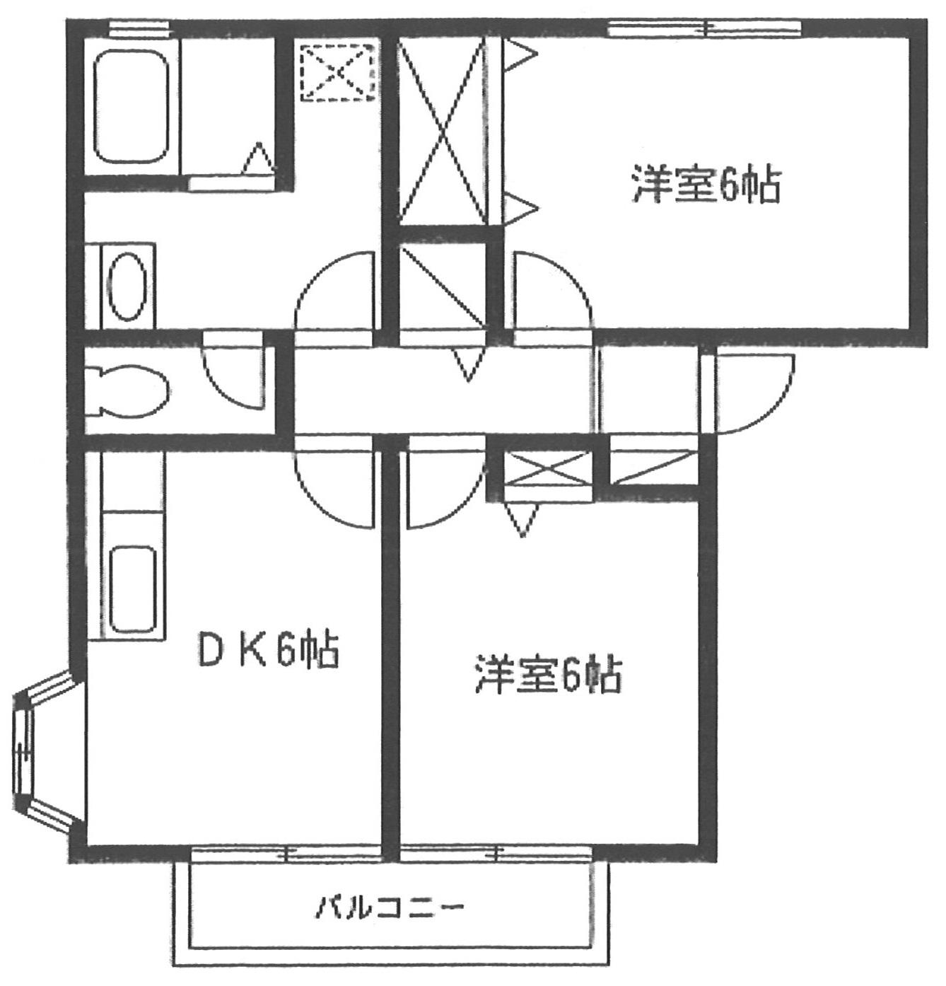 GREENHILLCORT(2DK/1階)の間取り写真