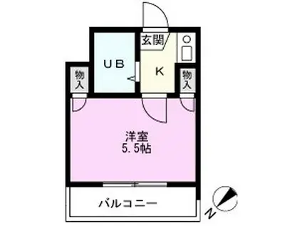 GRAND SOLEIL新田(1K/2階)の間取り写真