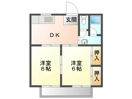 コーポいわお(2DK/2階)の間取り写真