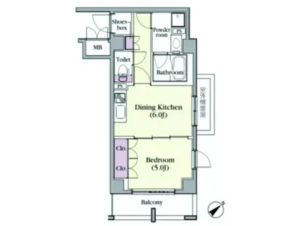 プラチナコート中目黒(1DK/2階)の間取り写真