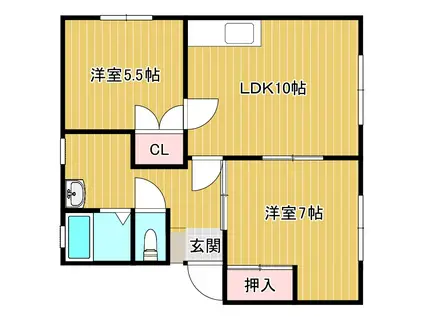 中山コーポI(2LDK/2階)の間取り写真