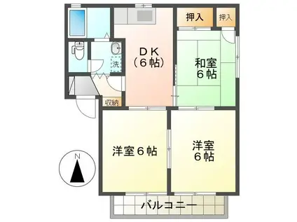 ぼくんちPARTIII(3DK/2階)の間取り写真