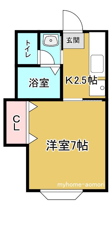 せぴあII(1K/2階)の間取り写真