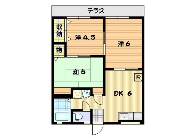 パナハイツおおだて(3DK/2階)の間取り写真