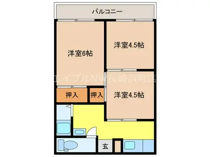 大川ハイツ(3K/2階)の間取り写真