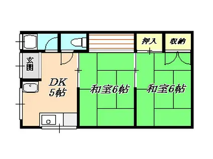 清水荘(2DK/2階)の間取り写真
