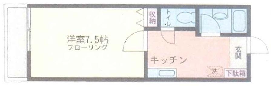 スカイハイツ湘南(1K/1階)の間取り写真