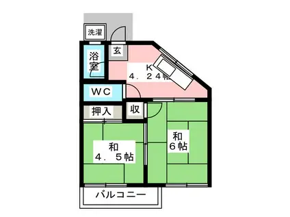 津田アパート(2DK/2階)の間取り写真
