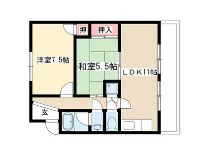 近藤マンション(2LDK/3階)の間取り写真