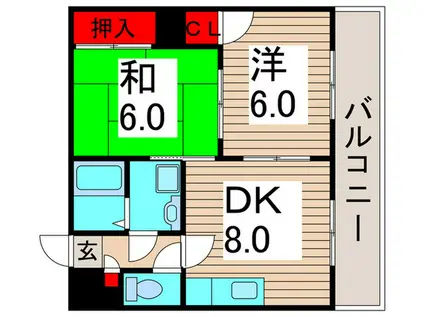 エレガンスパーク(2DK/2階)の間取り写真