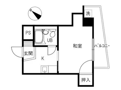 若ビル(1K/2階)の間取り写真