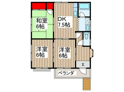 フラットG(3DK/2階)の間取り写真