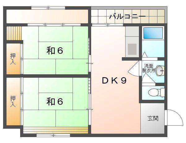 大和田コーポ(2DK/3階)の間取り写真