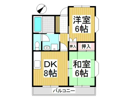 上田電鉄別所線 寺下駅 徒歩32分 3階建 築26年(2DK/3階)の間取り写真
