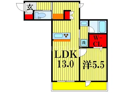 WISTERIA NISHIARAI(1LDK/1階)の間取り写真