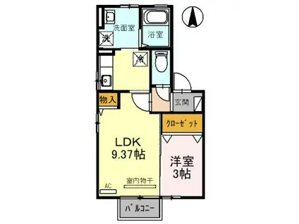 フェリスさくらII(1LDK/2階)の間取り写真