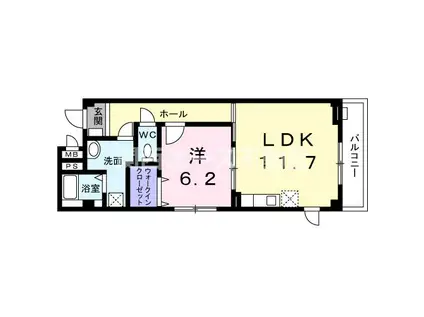 ハイツ赤坂(1LDK/2階)の間取り写真