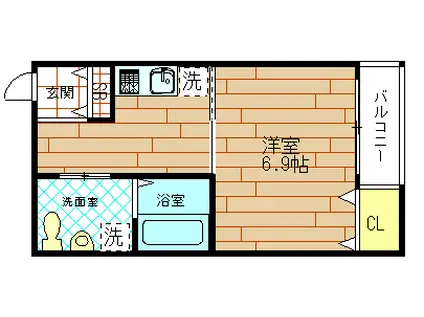 JOYFUL・HOUSE此花(1K/2階)の間取り写真