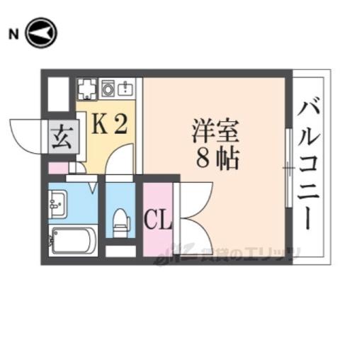 リヴィエール2号館(1K/2階)の間取り写真