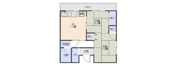 宮川マンション(2DK/2階)の間取り写真