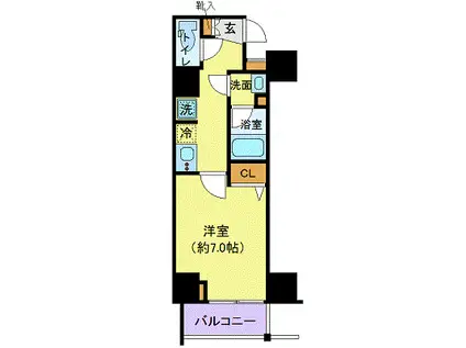 グランヴァン赤坂(1K/7階)の間取り写真