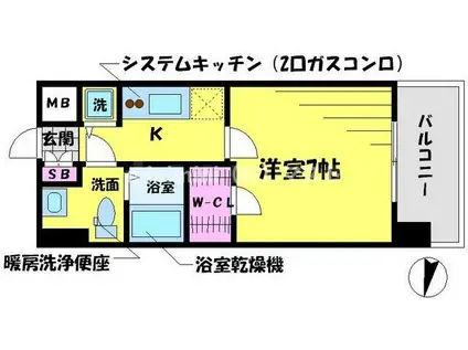 TS SQUARE大阪城(1K/10階)の間取り写真