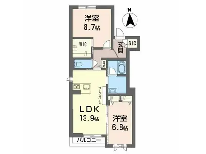 シャーメゾンPREMIAS(2LDK/2階)の間取り写真