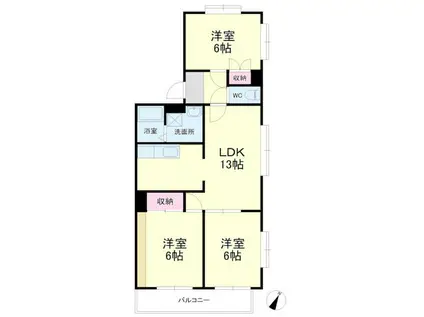 東海ホーム鴨江(3LDK/2階)の間取り写真