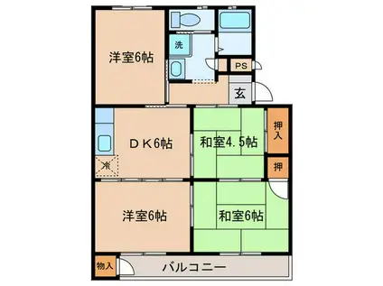 シティーハイツ野村(4DK/3階)の間取り写真