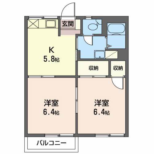 フォーブルみたけ セ(2K/2階)の間取り写真