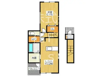 アビアント(1LDK/2階)の間取り写真