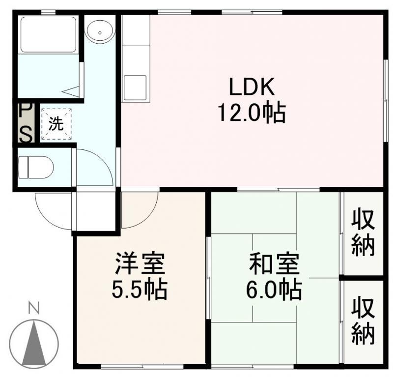 ルポール1(2LDK/1階)の間取り写真